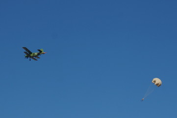 outdated airplane and parachute