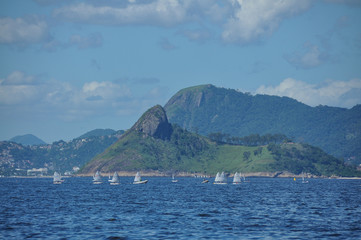Fototapeta na wymiar Boats in Guanabara bay in Rio de Janeoro