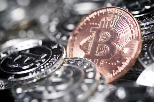 Close-up of bitcoins