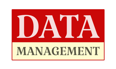 Data Management - written on red card on white background