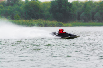 Motor speed boat on racing