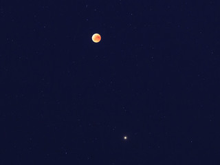 Moon and mars during lunar eclipse in 27 July 2018
