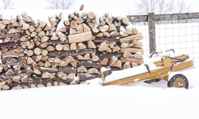 Woodpile and Logsplitter