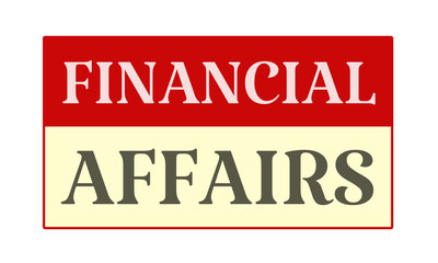 financial affairs - written on red card on white background