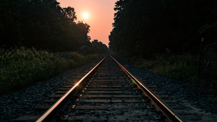Fototapeta na wymiar railway in sunrise