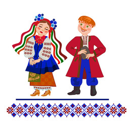 Young people in Ukrainian costumes