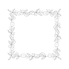 Square floral graphic frame, vector