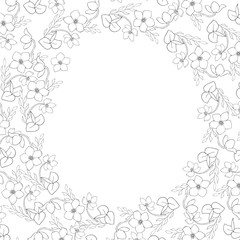 Spiral rustic floral frame, vector