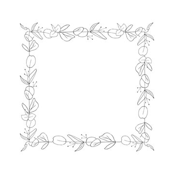 Square floral graphic frame, vector