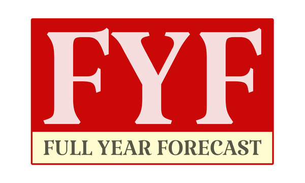 Fyf Full Year Forecast - written on red card on white background