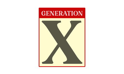Generation X - written on red card on white background