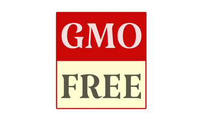 Gmo Free - written on red card on white background