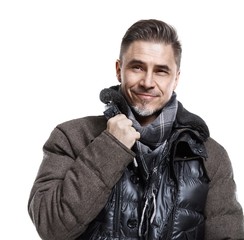 Obraz premium Happy older white man in casual isolated on white