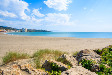 Bay with sandy beach near Sotogrande marina ,Costa del Sol, Spain