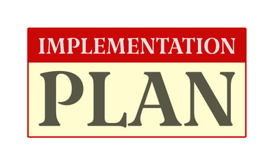 Implementation Plan - written on red card on white background