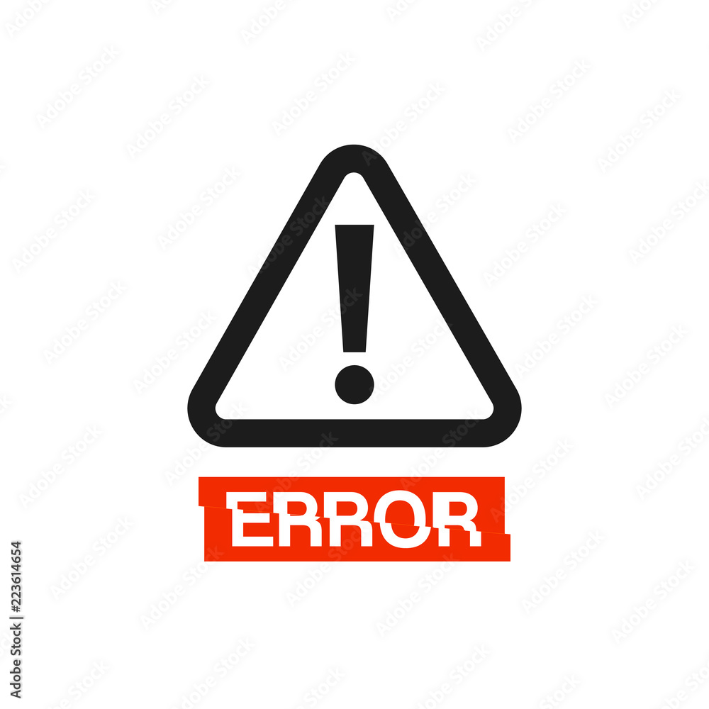 Poster danger sign icon with text error with glitched effect vector illustration. isolated warning logo on 