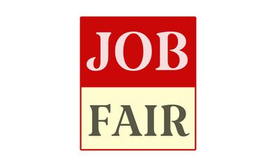 Job Fair - written on red card on white background