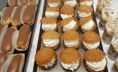 Pastry shop with a variety of desserts on display