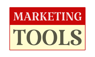 Marketing Tools - written on red card on white background