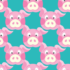 cute piggy art background design for fabric and decor