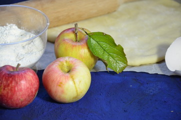 Pastry round, rolling pin and pie pan. Making Apple Pie Tart Series.