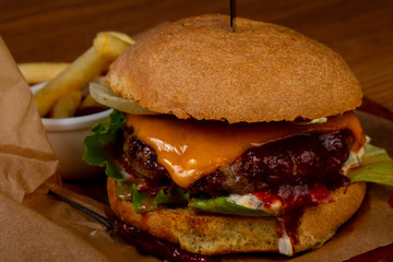 Tasty homemade burger