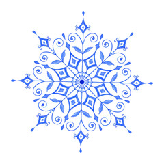 Hand painted Decorative Watercolor Snowflake