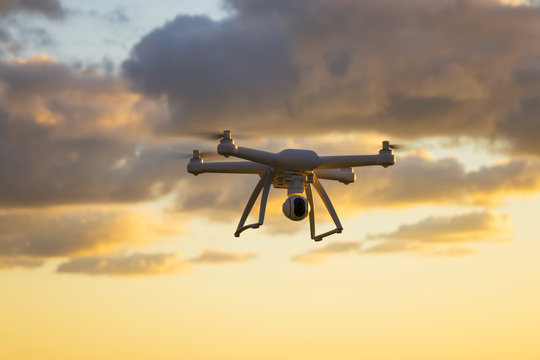 Drone on Cloud Background