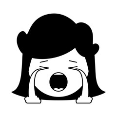 cartoon woman crying head kawaii character