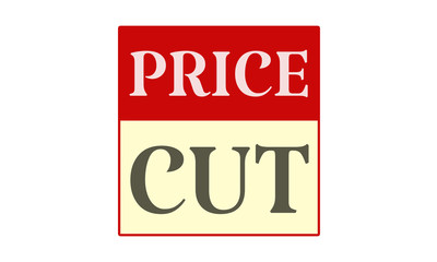 Price Cut - written on red card on white background