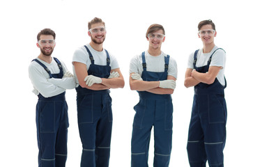 professional team of industrial workers