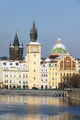 Winter snowy Prague Old Town, Czech republic