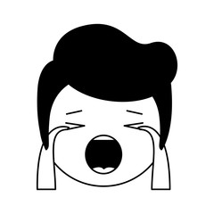 cartoon man crying head kawaii character