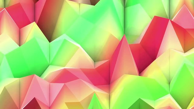flatness, polygons, low polygonal, multicolored, squares, bends, breaks, move, wave, faces, line, surface, green, 3d, rendering, background, backdrop, abstract, bright, smooth, shadows