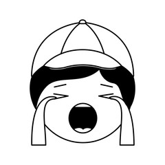 cartoon man crying head kawaii character