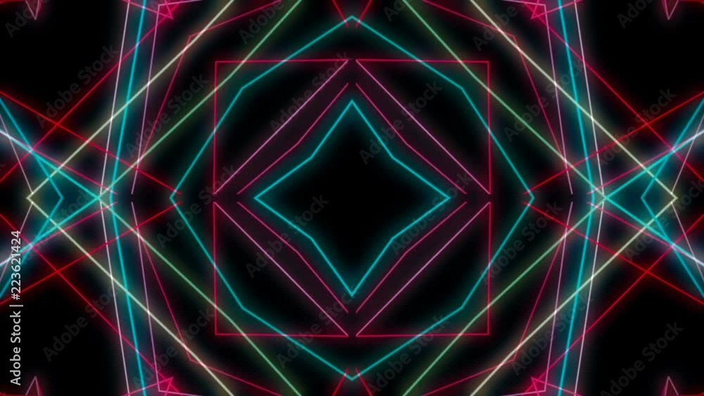 Poster glow rotating lines kaleidoscope abstract background