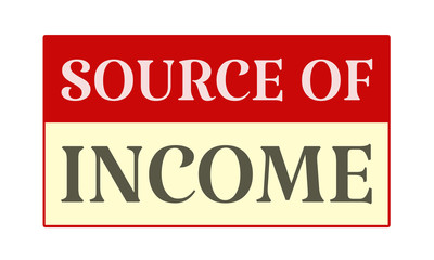 source of income - written on red card on white background