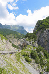 Mountain view of Tsey gorge. Republic of North Ossetia – Alania, Russia