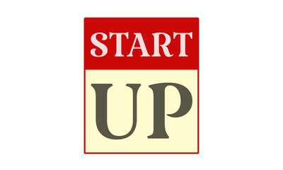 Start Up - written on red card on white background
