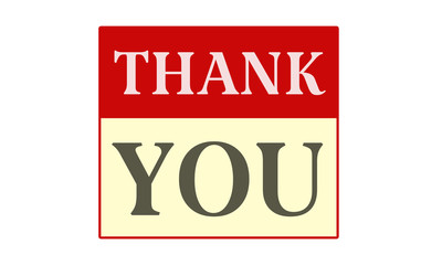 Thank You - written on red card on white background