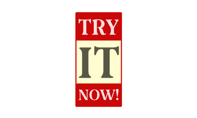 Try It Now! - written on red card on white background