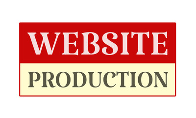 Website Production - written on red card on white background
