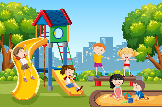 Kids playing on playground
