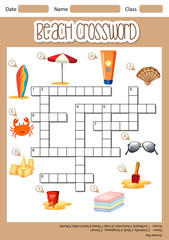Beach cross word concept