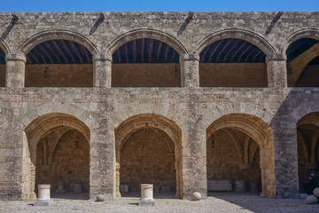 Fototapeta na wymiar Rhodes, Greece: The Archaeological Museum of Rhodes is housed in the medieval 14th-century Hospital of the Knights of Saint John.