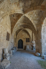 Fototapeta na wymiar Rhodes, Greece: The Archaeological Museum of Rhodes is housed in the medieval 14th-century Hospital of the Knights of Saint John.