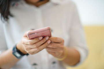 close up hand typing smartphone with copy space for text, shopping online, sending email, man play phone, use smartphone, mobile phone, telephone