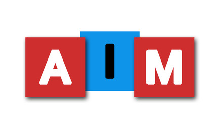 Aim - letters written in beautiful boxes on white background
