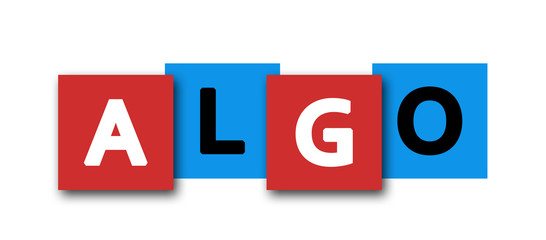 ALGO - letters written in beautiful boxes on white background