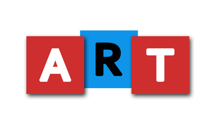 Art - letters written in beautiful boxes on white background